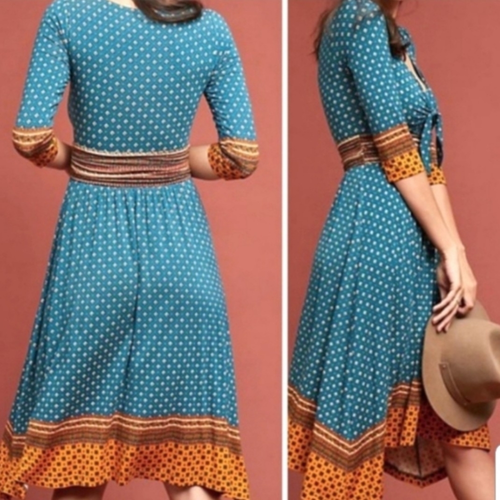 Maeve From Anthropologie Beloved Tie Front Midi Dress - Picture 5 of 11